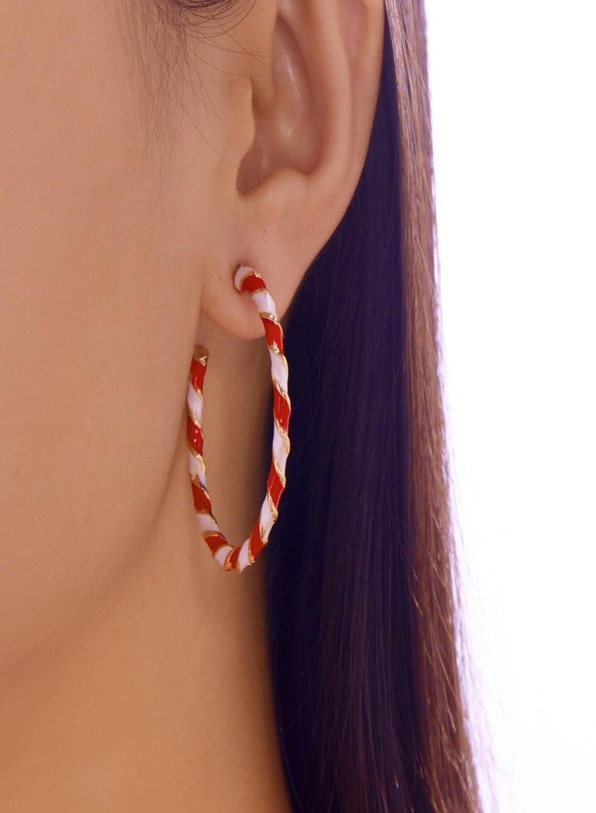 Lookray Christmas Hoop Earrings for Women Red Green Striped Candy Earrings Colorful Hypoallergenic Cake Huggie Earring Holiday Christmas Party Costume Jewelry（style7） - Image 5